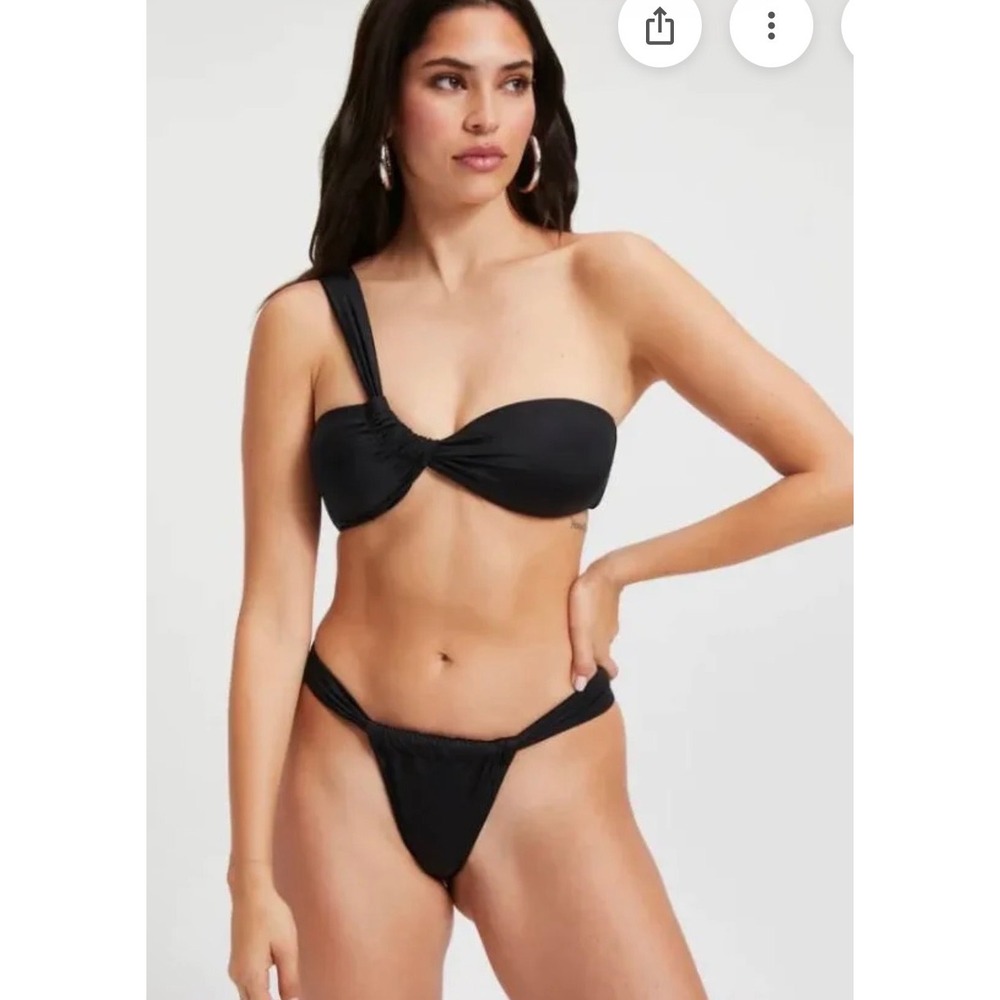 Good American Bikini Bottom Size 2XL Black NEW High Cut Gathered Twisted Straps